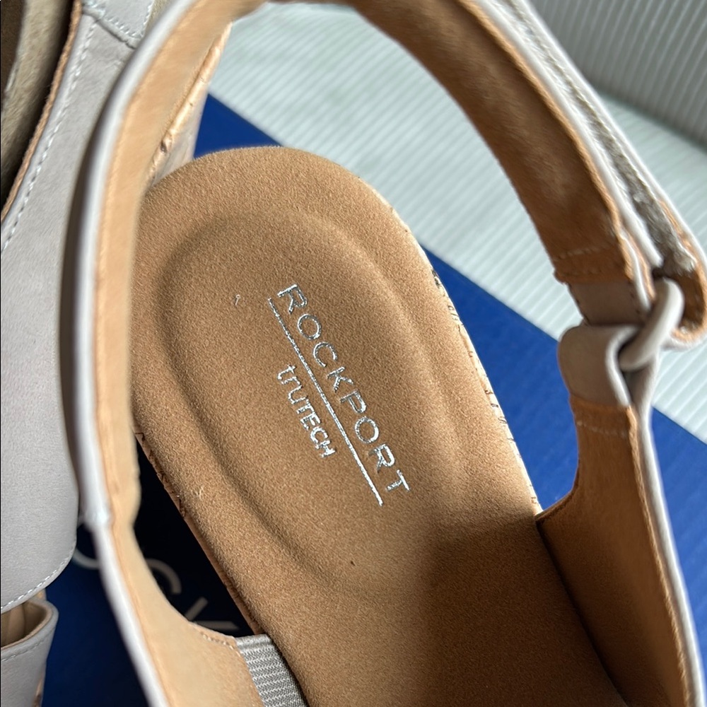 Rockport Briah Sling Women's Tan Wedge Sandals Simply Taupe Nubuck, Size: 8, 9.5 - Picture 2 of 8